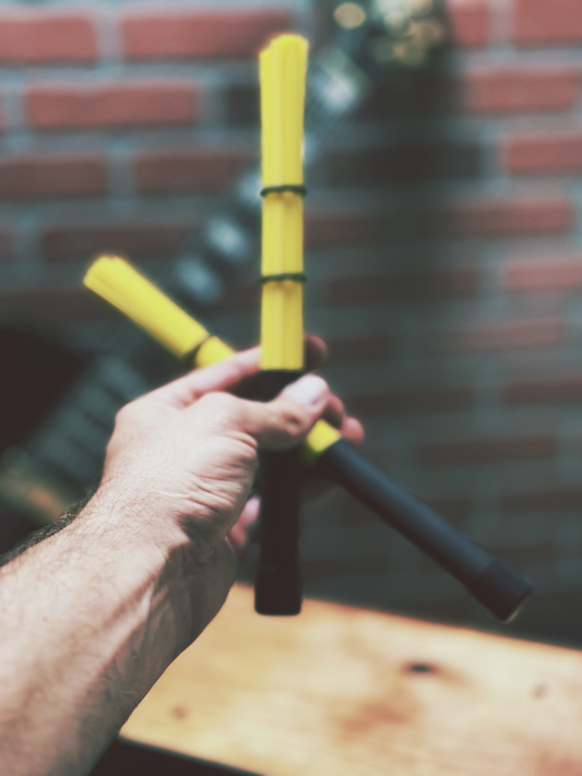 Yellow ZIPSTICKS Handmade Cajon Brushes Soft Attack Drumsticks